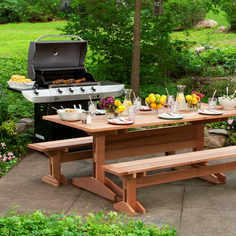 Wooden table for a summer house