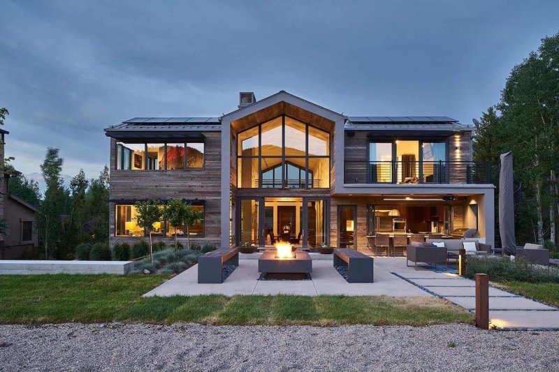 Wooden house in modern style