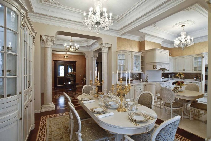 Kitchen living room in classic style