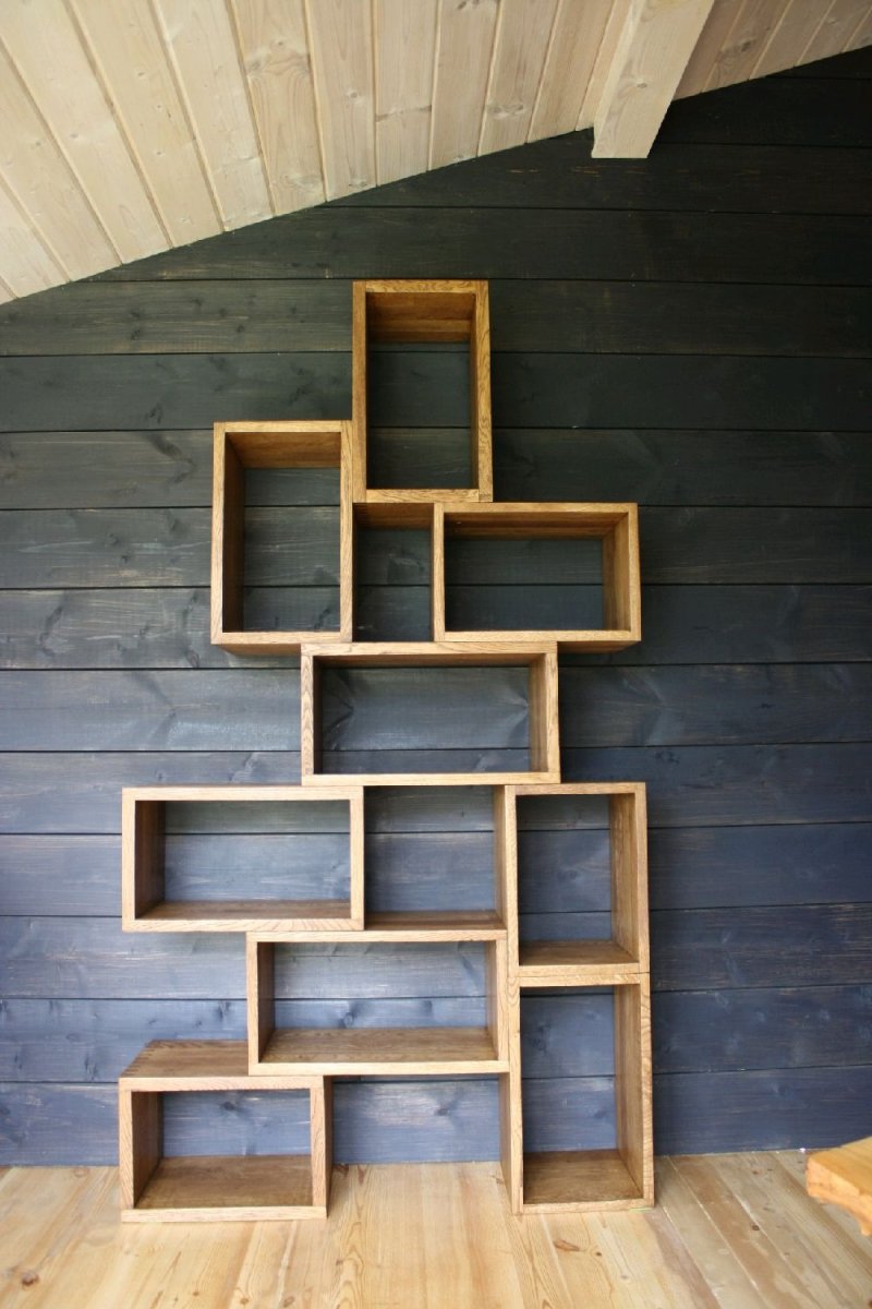 Wooden shelves