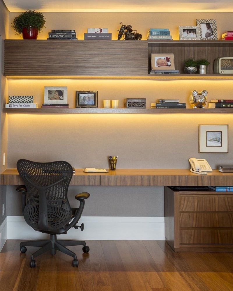 Shelves above the table