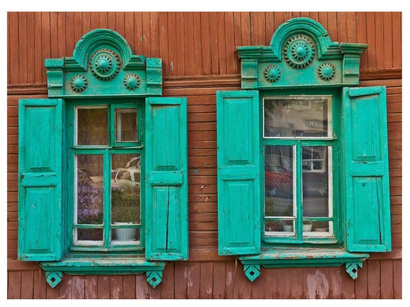 Wooden windows with shutters