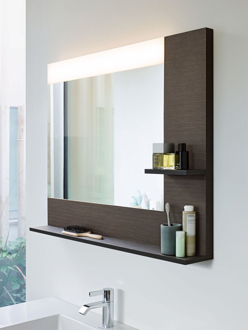 Bathroom mirror with shelf