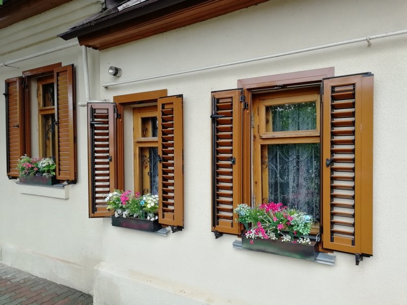 Decorative shutters on windows