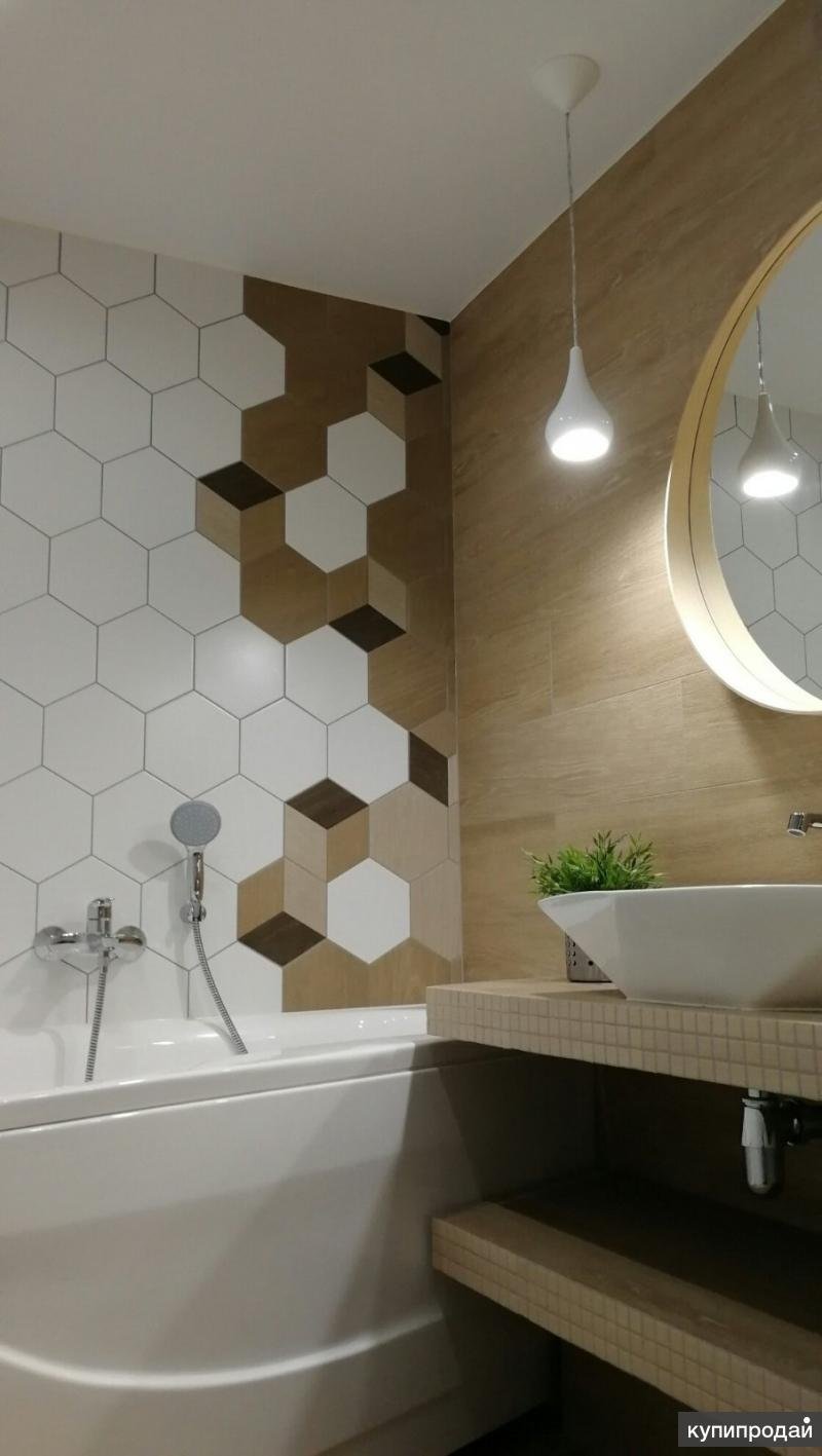 Hexagonal tiles in the bathroom