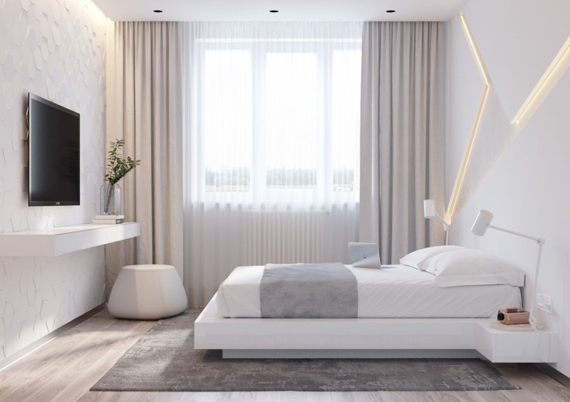 The bedroom in a modern style in light colors