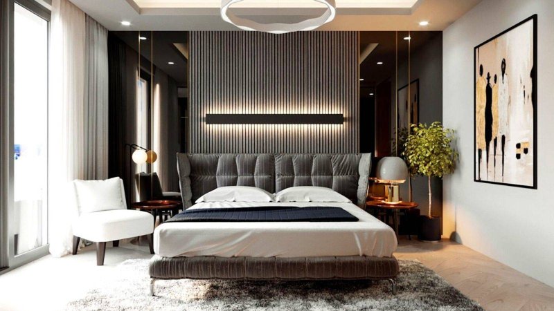 The interior of the bedroom in modern