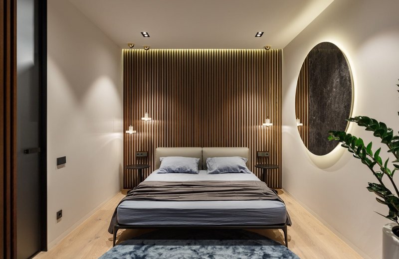 The bedroom is modern design