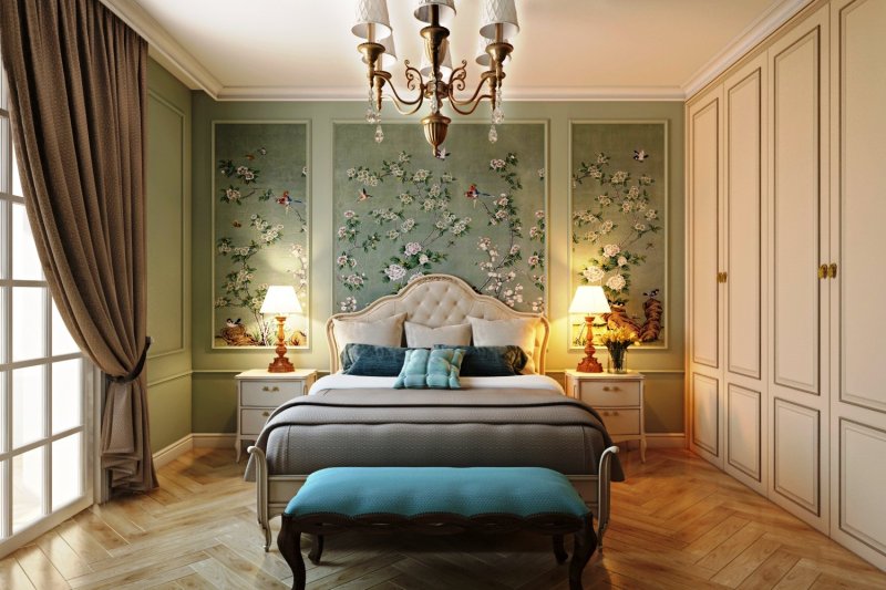 The classic interior of the bedroom