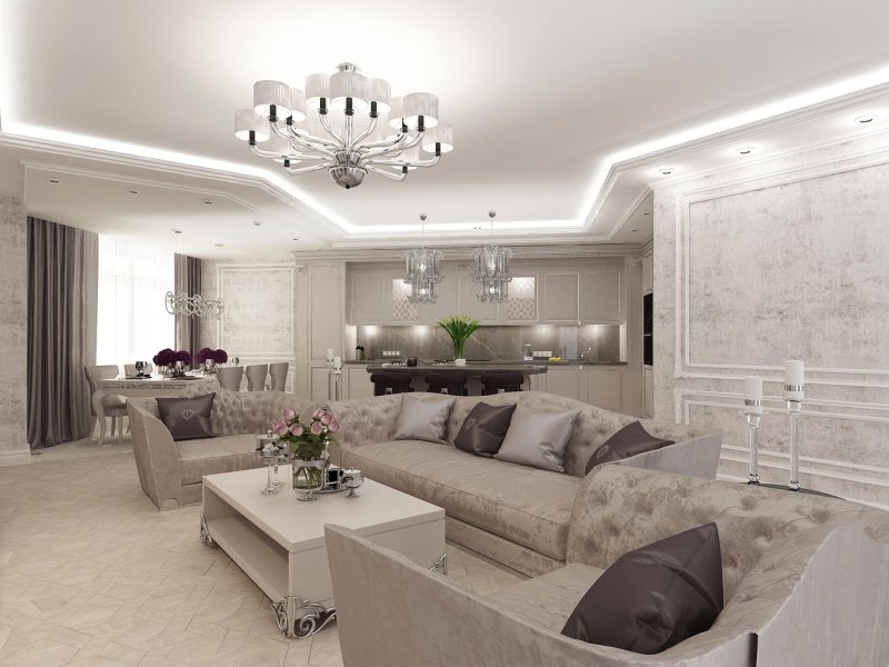 Living room neoclassic 17 sq m m