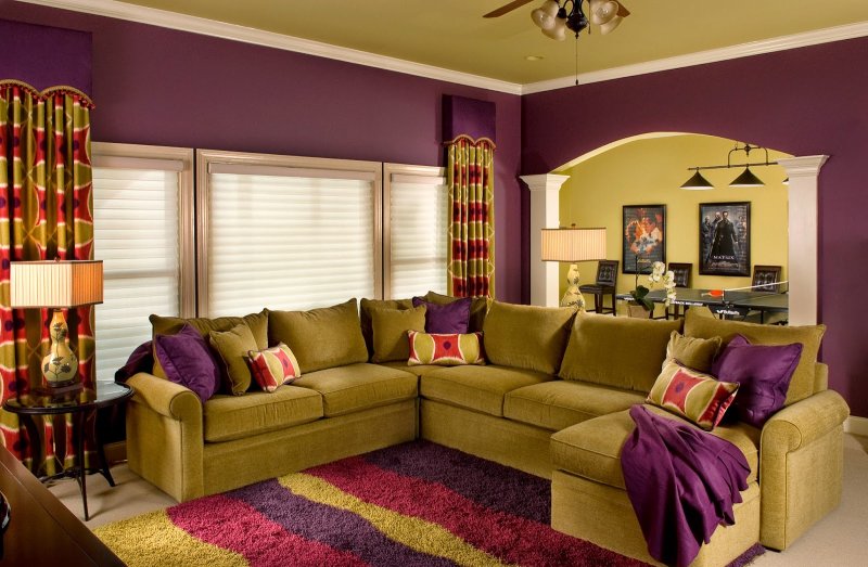 Combination of colors in the interior of the living room