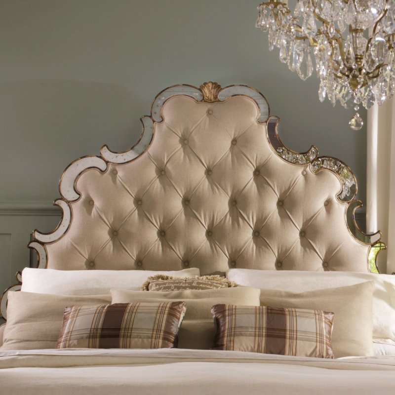 Bed with a beautiful headboard