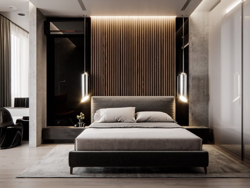 Contemporary in the interior of the bedroom