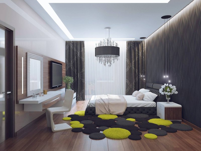 The bedroom is modern style