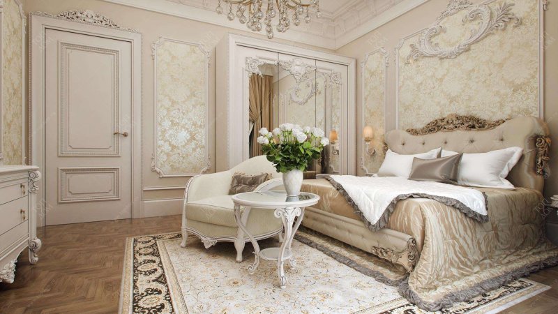 Classical style bedroom in light colors