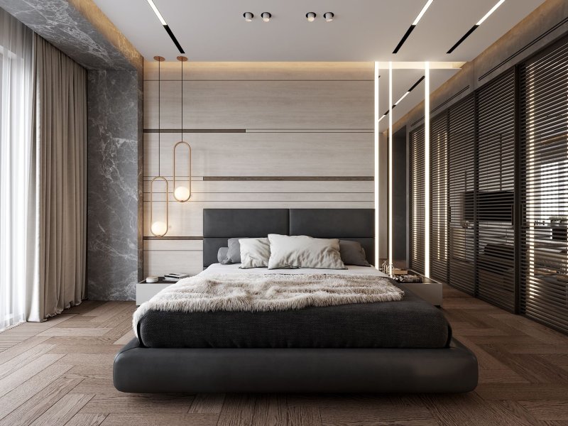 The interior of the bedroom in modern style 2022