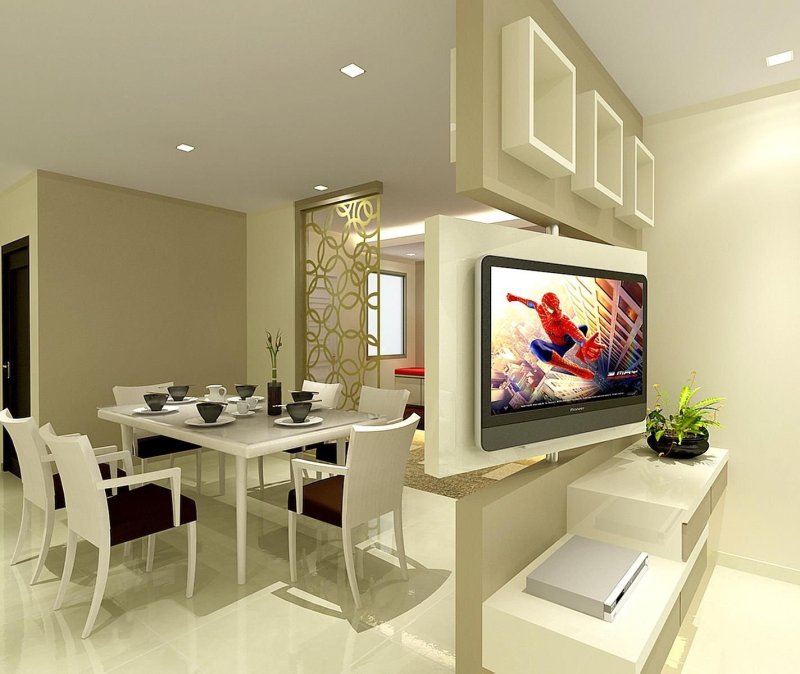 Kitchen living room with TV