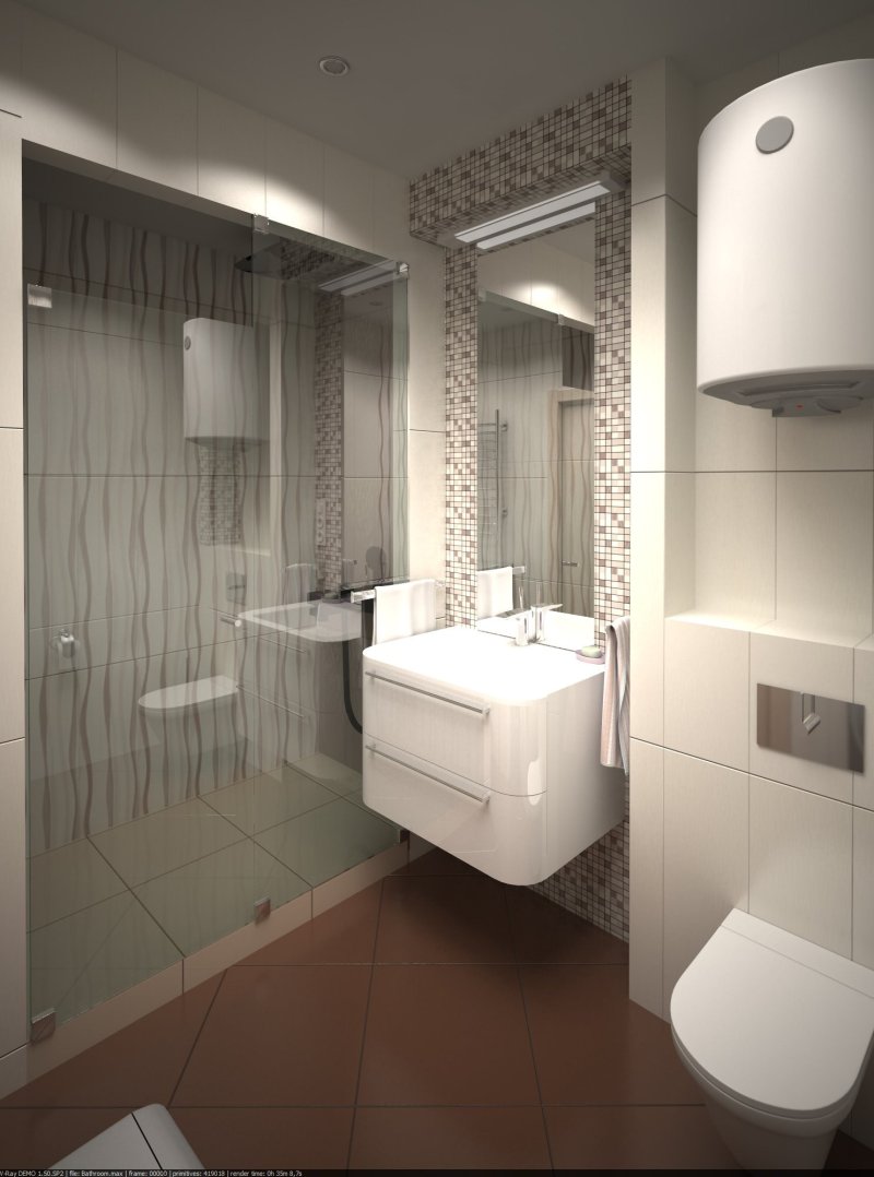 The interior of a combined bathroom