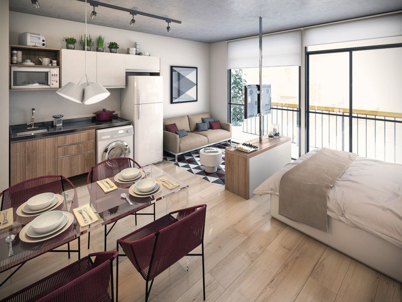 Interiors of studios apartments