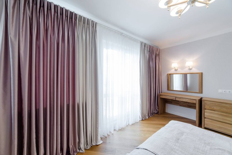 Curtains in the bedroom in modern style