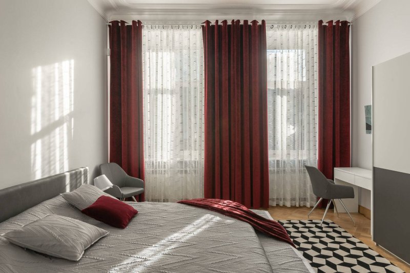 Burgundy curtains