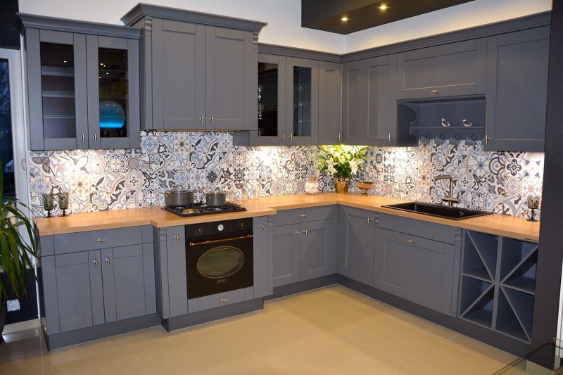 Gray kitchen interior