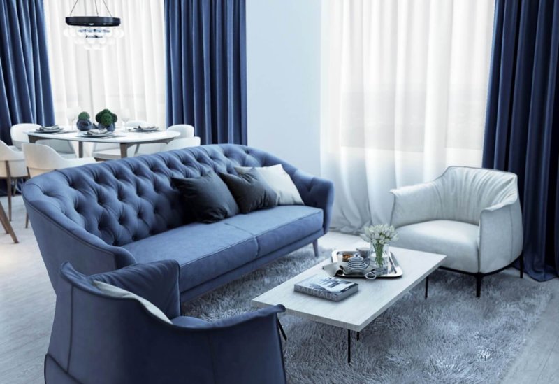 Blue sofa in the interior