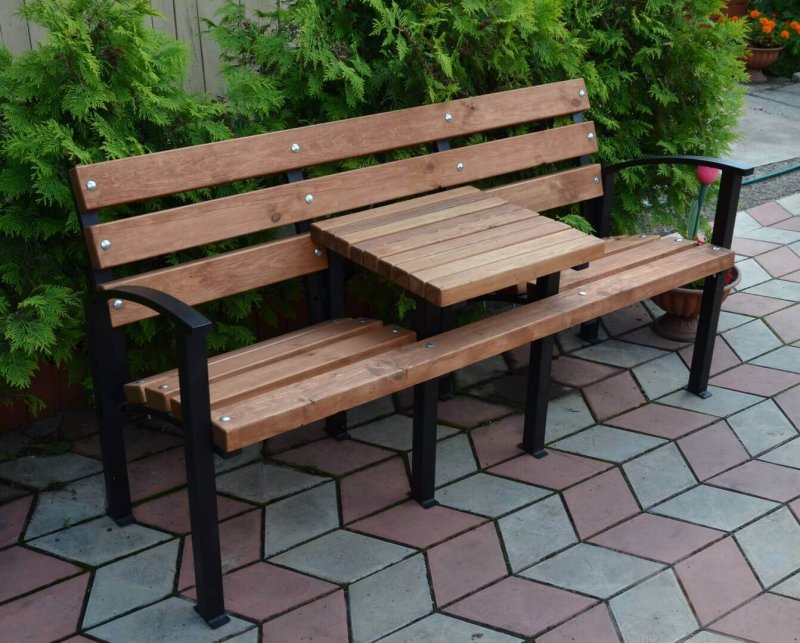 Garden bench with table