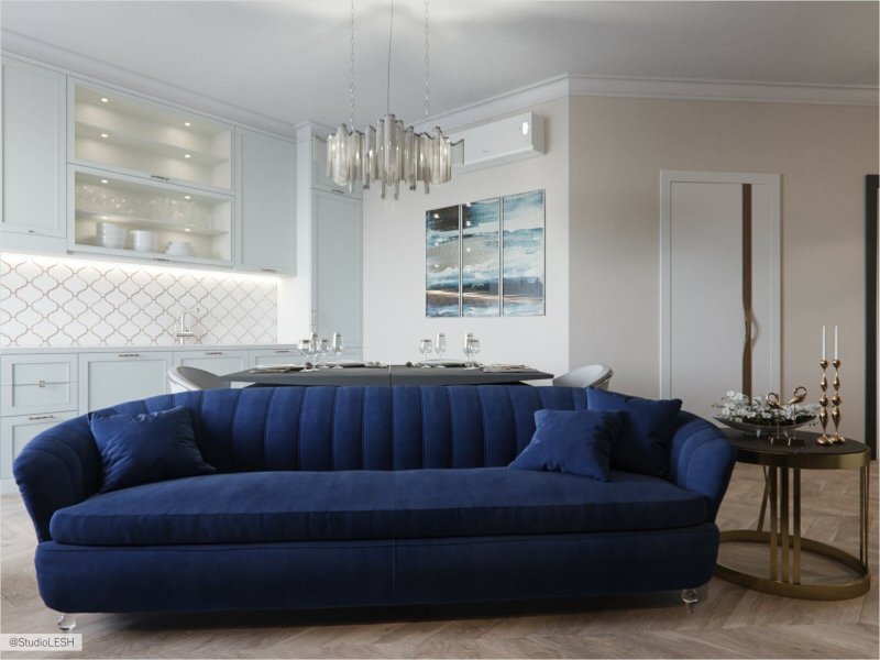 Blue sofas in the interior