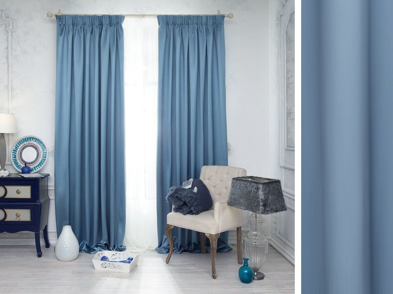 Gray blue curtains