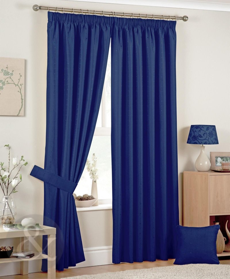 The curtains are blue