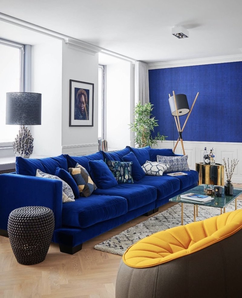 Blue sofa in the interior