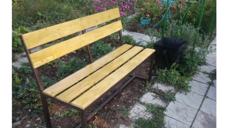 Garden bench with a back