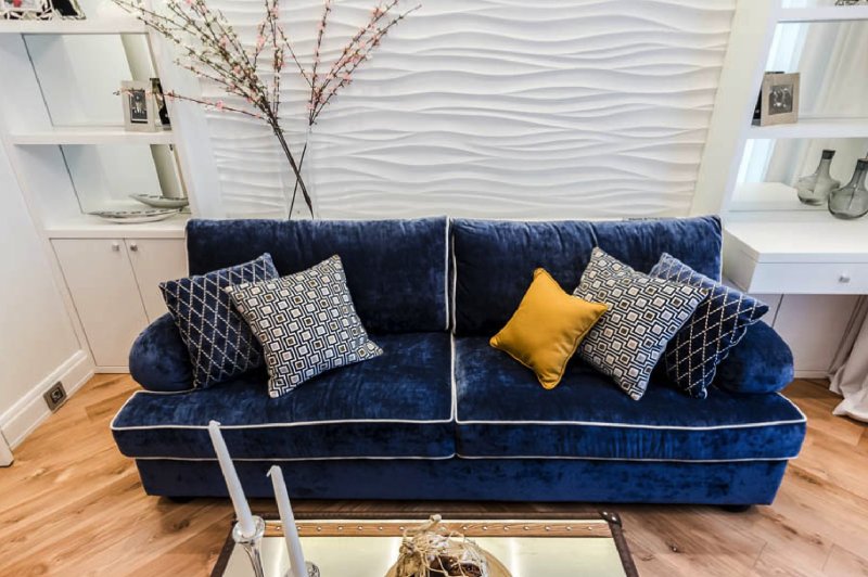 Blue sofa in the interior