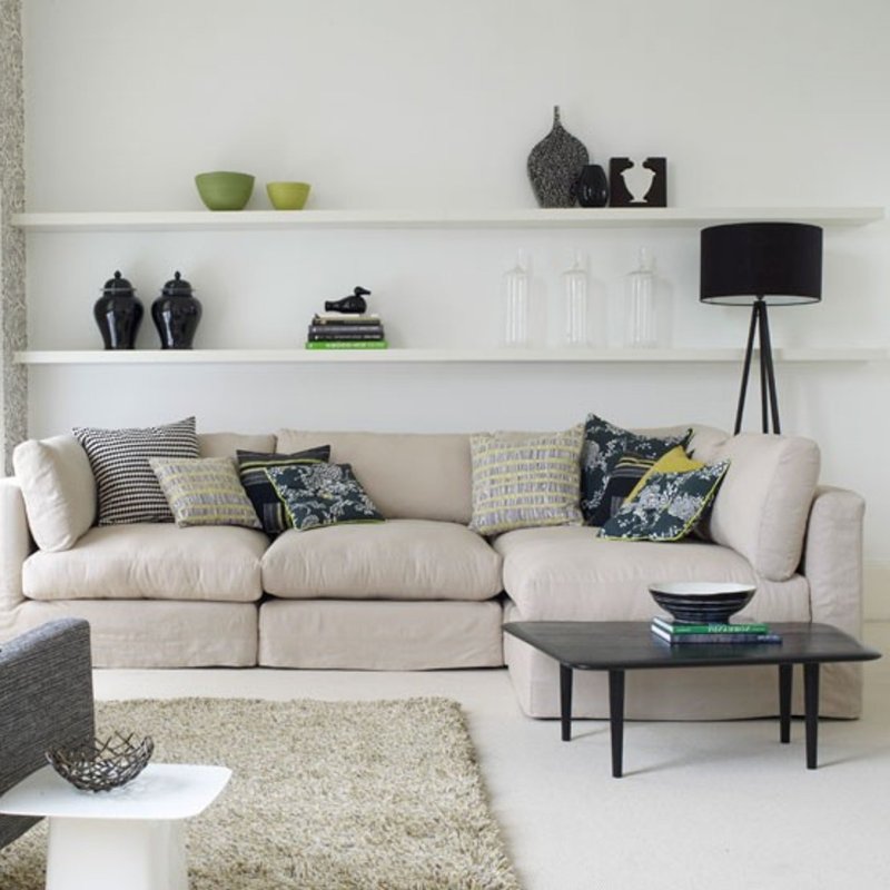 Gray sofa in the interior