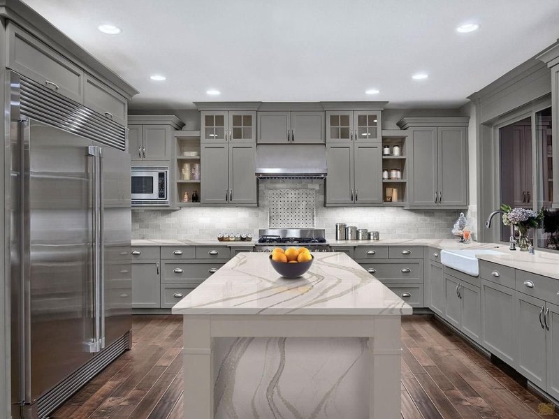 Kitchen in gray white tones design