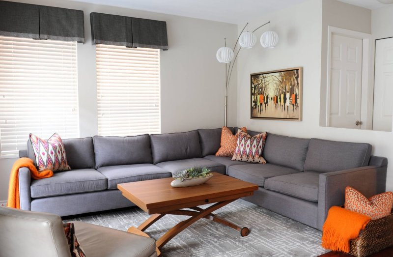 Gray sofa in the interior