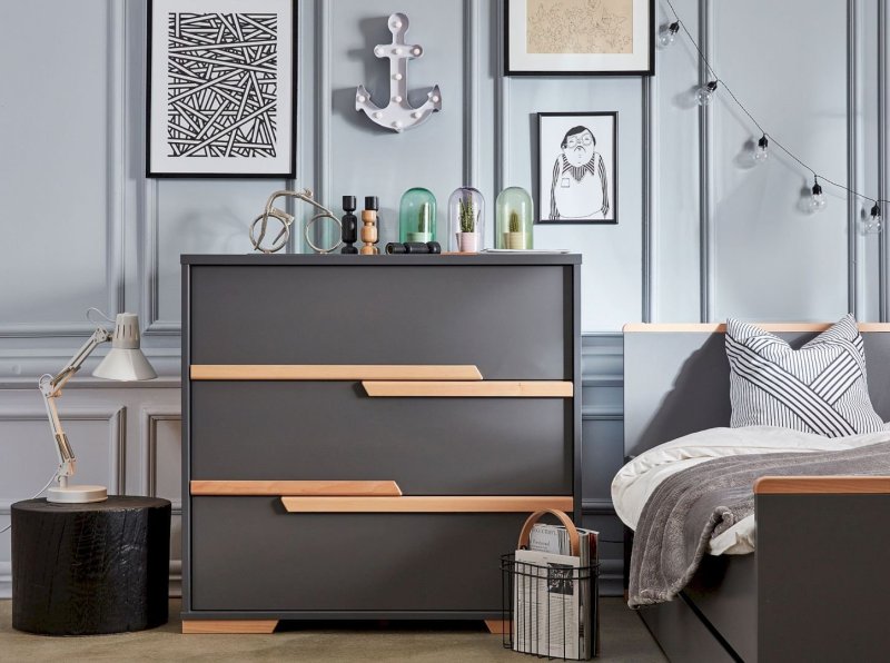 Gray chest of drawers