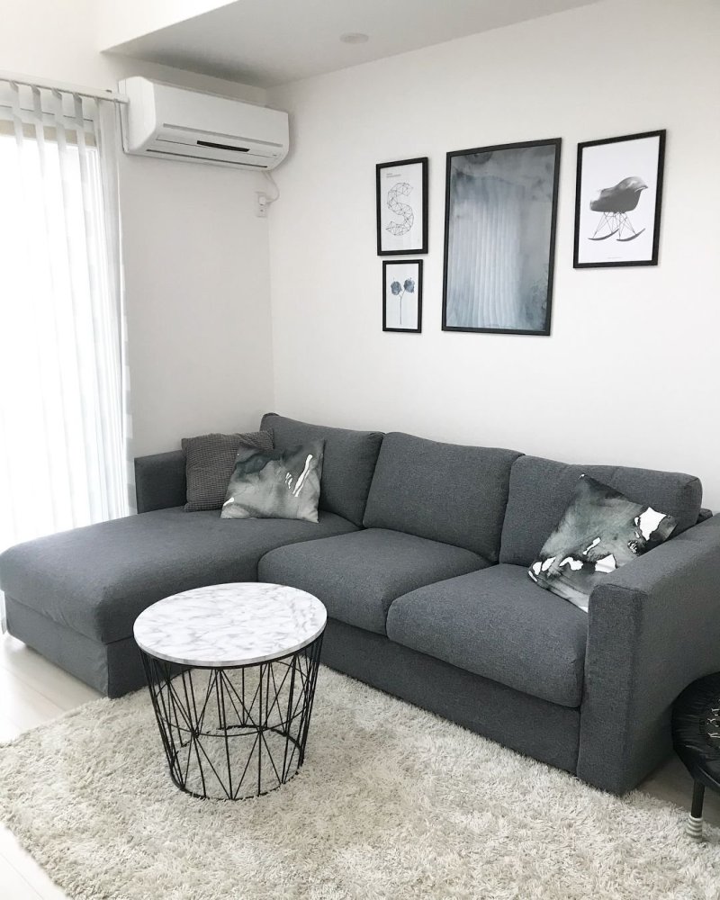 Gray sofa in the interior