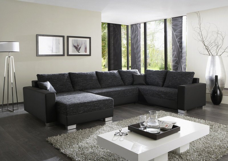 Gray sofa in the interior