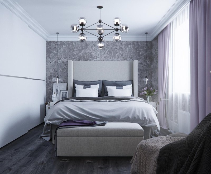 Bedical in a modern style in gray tones