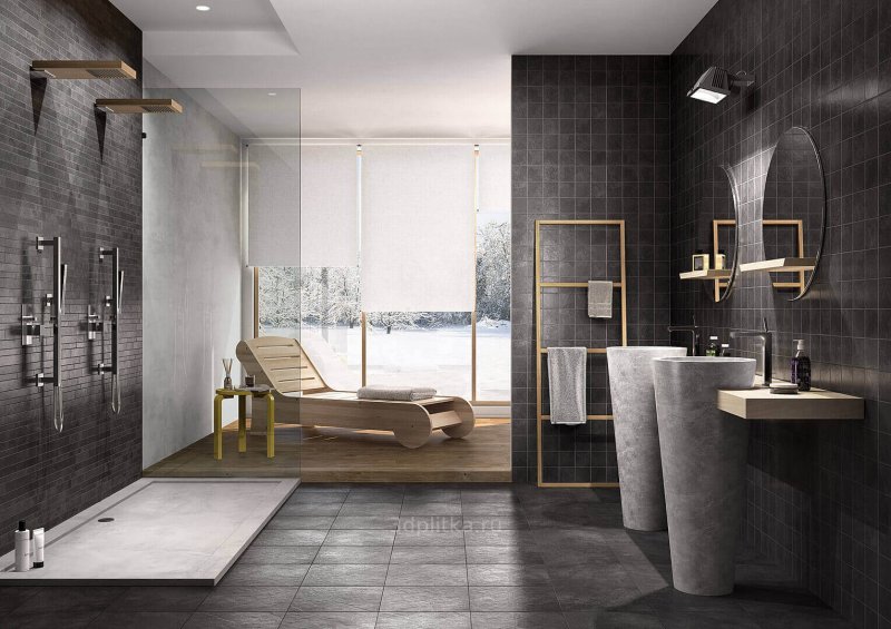 Bathroom from porcelain stoneware design