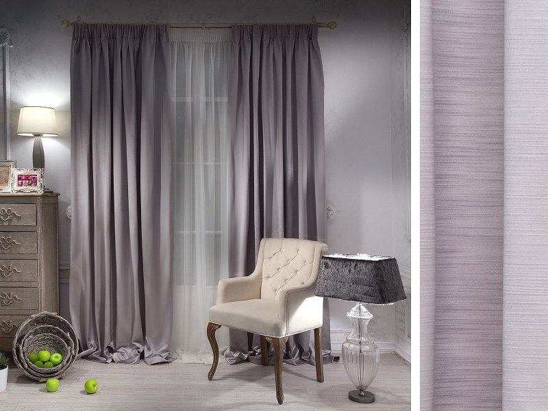 Gray curtains in the interior