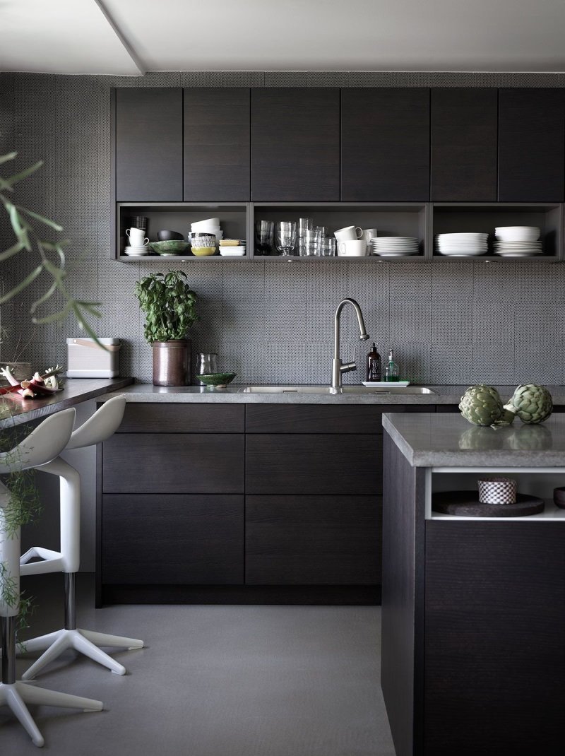 Graphite kitchen in the interior