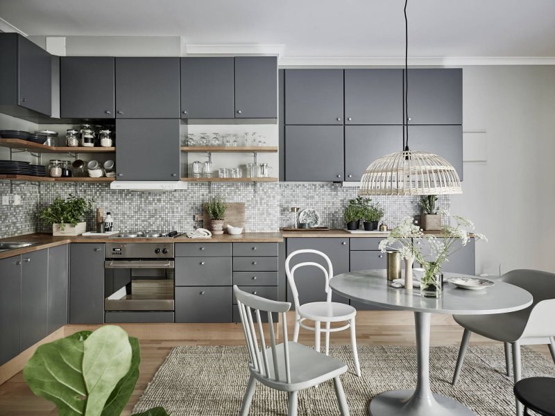 Kitchen design in gray in modern style