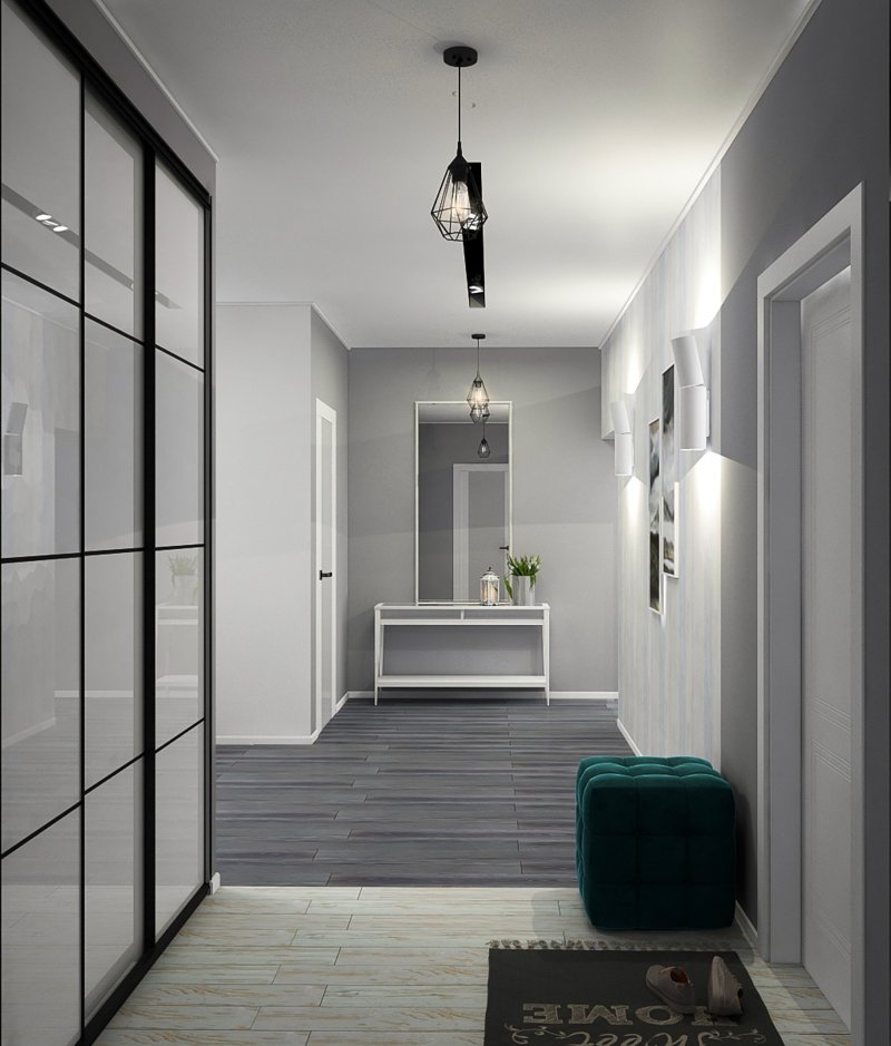 Corridor design in gray tones