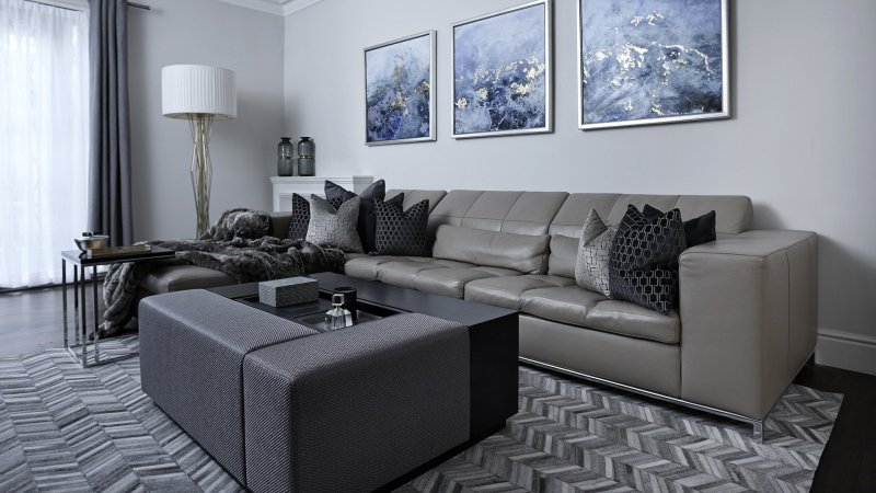 Gray sofa in the interior