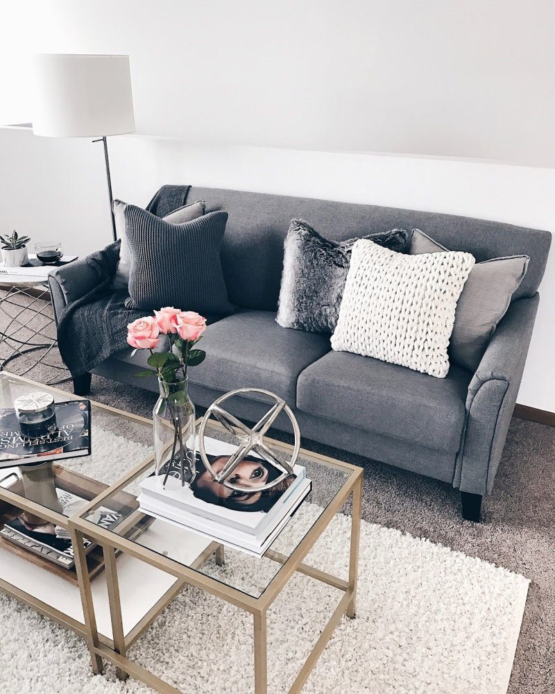 Gray sofa in the interior