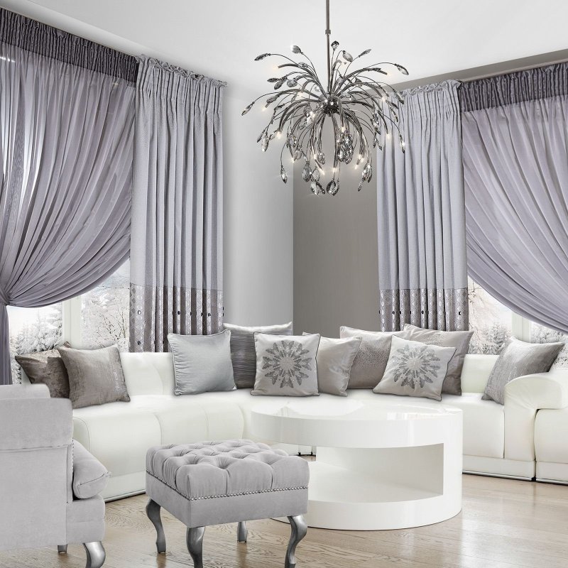 Gray curtains in the interior