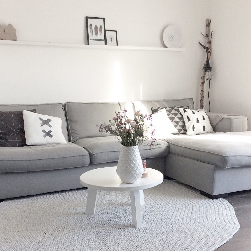 Gray sofa in the interior